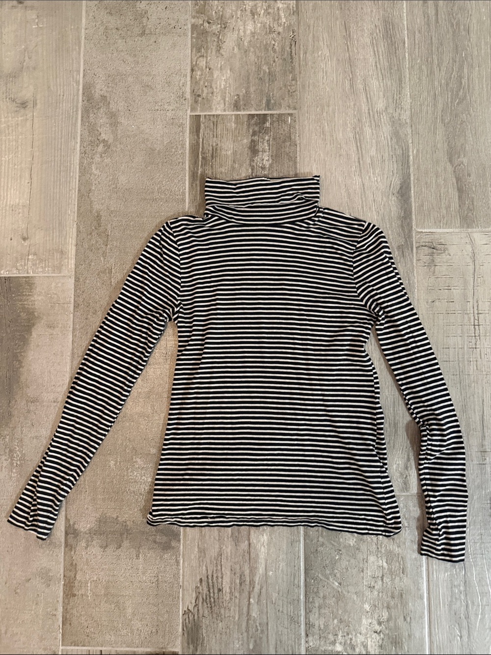 J. Crew Navy and White Striped Turtleneck Top